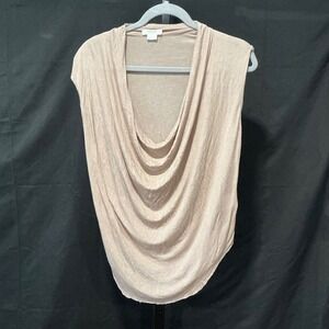 HELMUT LANG Sleeveless Cowl Neck Drape Top Beige/Champagne Size Small